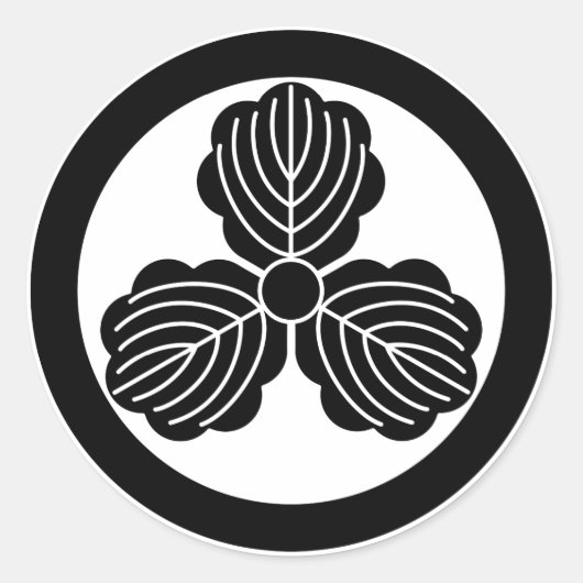 Drie eikenbladeren(1) in cirkel ronde sticker (Voorkant)