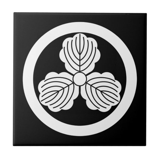 Drie eikenbladeren(1) in de cirkel tegeltje (Voorkant)