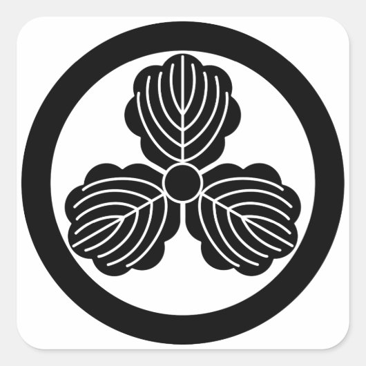 Drie eikenbladeren(1) in de cirkel vierkante sticker (Voorkant)