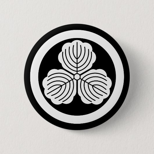 Drie eikenbladeren in cirkel ronde button 5,7 cm (Voorkant)