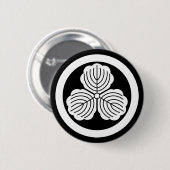 Drie eikenbladeren in cirkel ronde button 5,7 cm (Voorkant /achterkant)