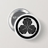 Drie eikenbladeren in cirkel ronde button 5,7 cm (Voorkant /achterkant)
