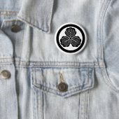 Drie eikenbladeren in cirkel ronde button 5,7 cm (In situ)