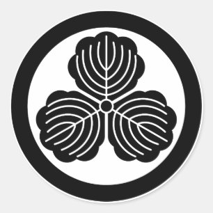 Drie eikenbladeren in cirkel ronde sticker