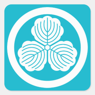 Drie eikenbladeren in cirkel vierkante sticker