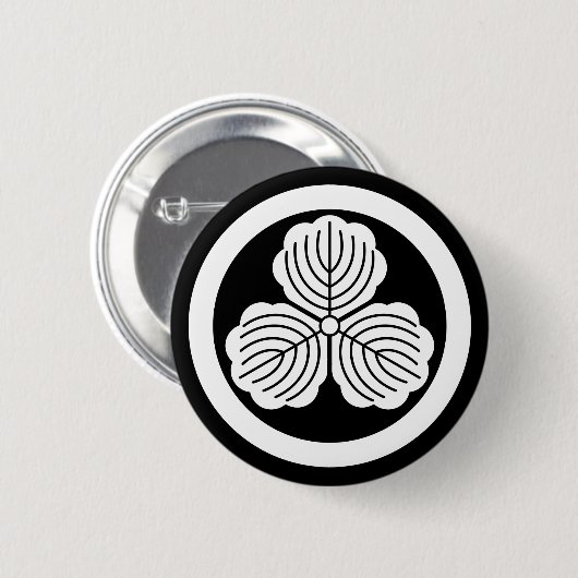 Drie eikenbladeren in de cirkel ronde button 5,7 cm (Voorkant /achterkant)