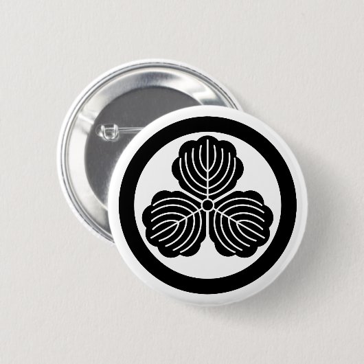 Drie eikenbladeren in de cirkel ronde button 5,7 cm (Voorkant /achterkant)