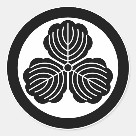 Drie eikenbladeren in de cirkel ronde sticker (Voorkant)