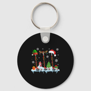 Drie Elf Santa Rendier Hockey apparatuur XMAS PL Sleutelhanger