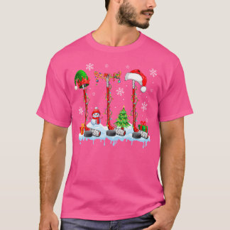 Drie Elf Santa Rendier Hockey apparatuur XMAS PL T-shirt