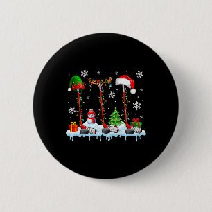 Drie Elf Santa Rendier Hockey Uitrustingen Xmas Pl Ronde Button 5,7 Cm