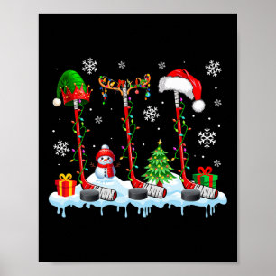 Drie Elf Santa Rendier Hockey Uitrustingen Xmas Sp Poster