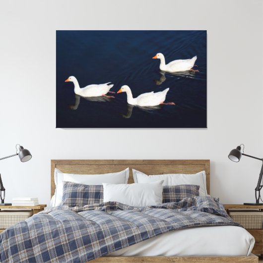 Drie Emden Geese Canvas Afdruk (Insitu (Slaapkamer))