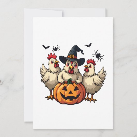 Drie enge Halloween kippen boer herfst heks Kaart (Voorkant)