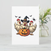 Drie enge Halloween kippen boer herfst heks Kaart (Staand voorkant)