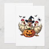 Drie enge Halloween kippen boer herfst heks Kaart (Voorkant / Achterkant)