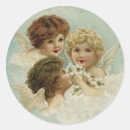 Drie  Engel Cherubs Ronde Sticker