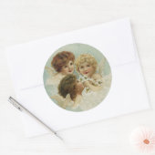 Drie  Engel Cherubs Ronde Sticker (Envelop)