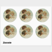 Drie  Engel Cherubs Ronde Sticker (Vel)