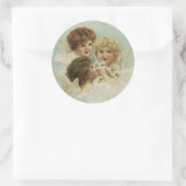 Drie  Engel Cherubs Ronde Sticker (Tas)