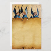 Drie engelen in blauw, bruin perkament briefpapier (Voorkant / Achterkant)