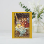 DRIE ENGELEN MET BABY JEZUS GOUD FEESTDAGENKAART (Staand voorkant)