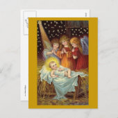 DRIE ENGELEN MET BABY JEZUS GOUD FEESTDAGENKAART (Voorkant / Achterkant)