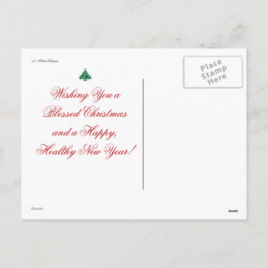 DRIE ENGELEN MET BABY JEZUS GOUD FEESTDAGENKAART (Achterkant)