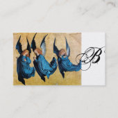 DRIE ENGELEN MONOGRAM, Blauwe Saffier Witte Parel Visitekaartje (Achterkant)