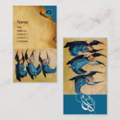 DRIE ENGELEN MONOGRAM, Perkament Blauw Saffier Visitekaartje (Voorkant / Achterkant)