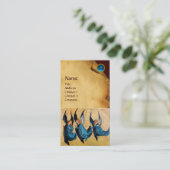 DRIE ENGELEN MONOGRAM, Perkament Blauw Saffier Visitekaartje (Staand voorkant)