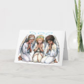 Drie engelen van kleur in gebed Kerstmis Kaart (Voorkant)