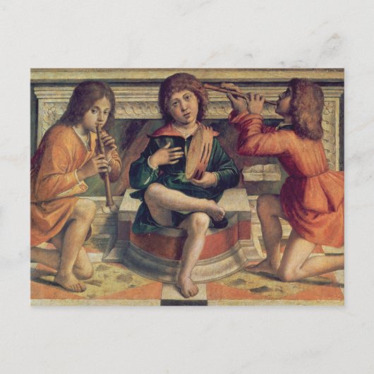 Drie engelmuzikanten briefkaart (Voorkant)