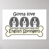 Drie Engelse Springer Spaniels Poster (Voorkant)