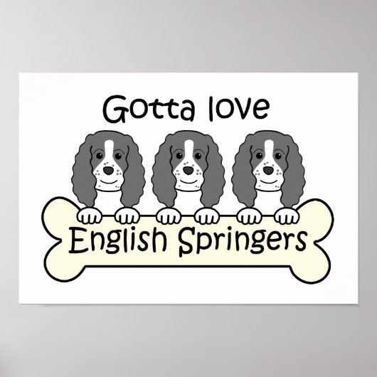Drie Engelse Springer Spaniels Poster (Voorkant)