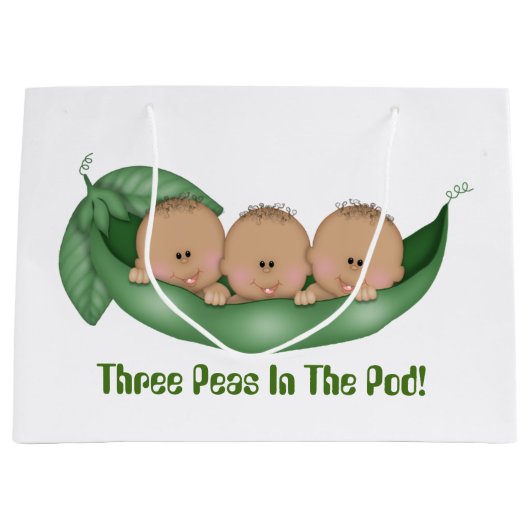 Drie erwten in de zak van het baby shower groot cadeauzakje (Voorkant)