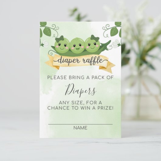 Drie erwten in een Kaart met luierspoel invoegen (Staand voorkant)