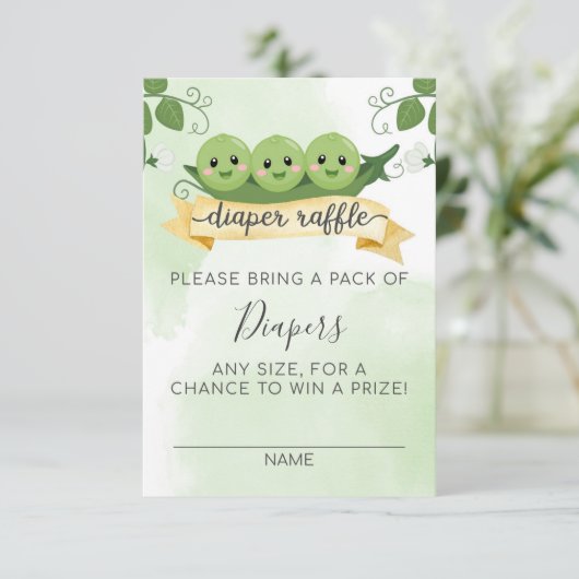 Drie erwten in een Kaart met luierspoel invoegen (Staand voorkant)