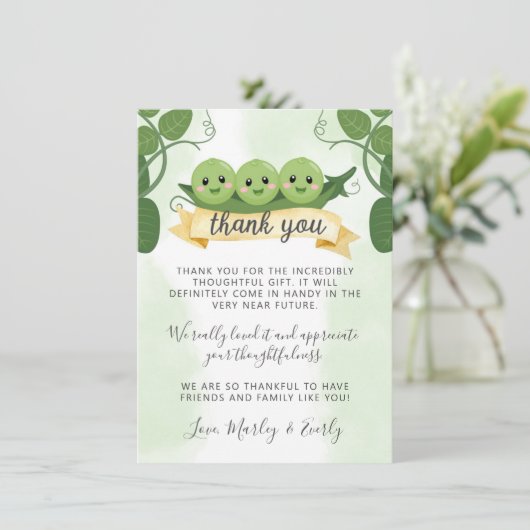 Drie erwten in een peul Dank u kaartennota Triplet Kaart (Staand voorkant)