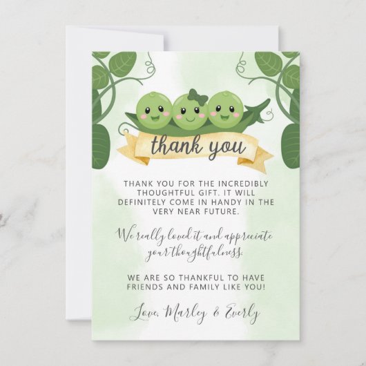 Drie erwten in een peul Dank u kaartennota Triplet Kaart (Voorkant)