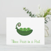 Drie erwten in een peul kaart (Staand voorkant)