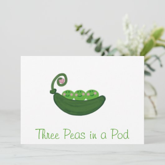 Drie erwten in een peul kaart (Staand voorkant)