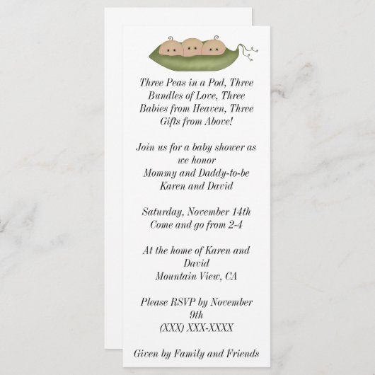 Drie erwten in een peul kaart (Voorkant / Achterkant)