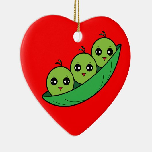 Drie erwten in een peul keramisch ornament (Rechts)