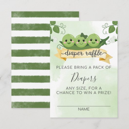 Drie Erwten in een Peul Luier Raffle Kaart Inlay (Voorkant / Achterkant)