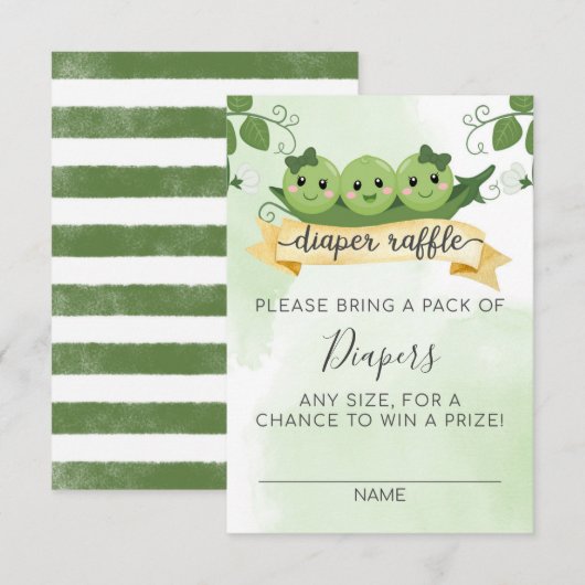 Drie Erwten in een Peul Luier Raffle Kaart Inlay (Voorkant / Achterkant)