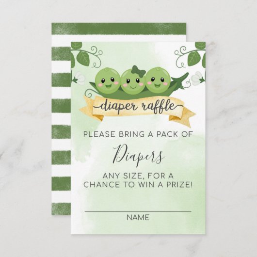 Drie erwten in een peul Luier Raffle Kaart Inzetst (Voorkant / Achterkant)