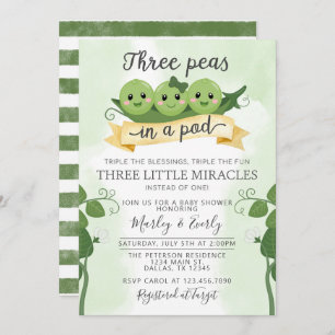 Drie erwten in een Pod Baby shower Invitation Trip Kaart