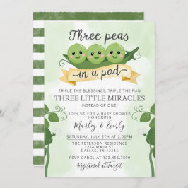 Drie erwten in een Pod Baby shower Invitation Trip Kaart