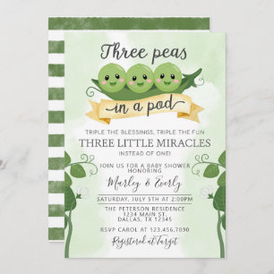 Drie erwten in een Pod Baby shower Invitation Trip Kaart